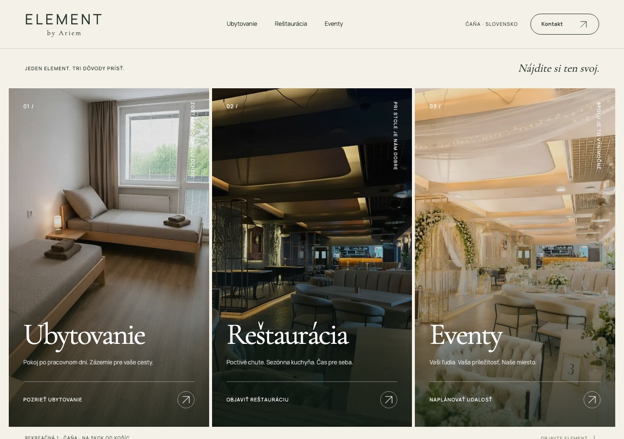 Ukážka elegantného hotelového webu Element Cana