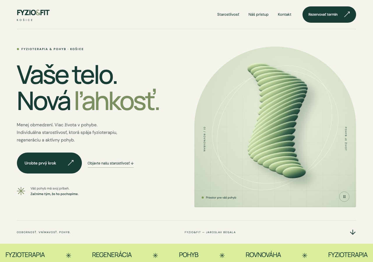 Ukážka výrazného webu FYZIO&FIT